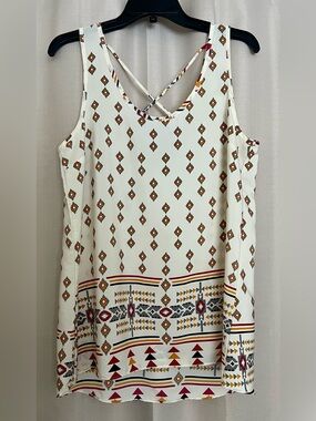 Moa Moa Women’s Large Aztec Geometric Print Strappy Tank Top